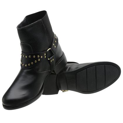 Imagem de Bota Cano Curto com Elastico Amanda Block Tira Aplicações Metal e Salto Baixo