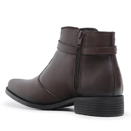 Imagem de Bota Cano Curto em Couro Amanda Block com Zíper Detalhe em Tira e Metal