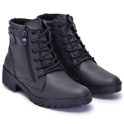 Imagem de Bota Cano Curto Feminina, Bico Redondo com Ziper Lateral