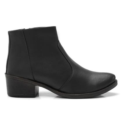 Imagem de Bota Cano Curto Lisa Básica Casual Amanda Block com Zíper e Salto Quadrado
