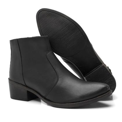 Imagem de Bota Cano Curto Lisa Básica Casual Amanda Block com Zíper e Salto Quadrado