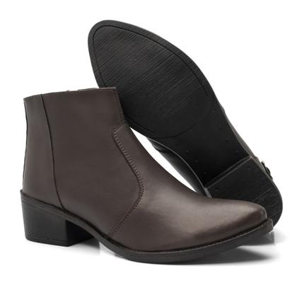 Imagem de Bota Cano Curto Lisa Básica Casual Amanda Block com Zíper e Salto Quadrado