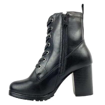Imagem de Bota Cano Curto Mooncity Salto Alto Feminino - Preto