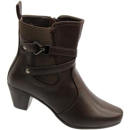 Imagem de Bota Cano Curto Mooncity Salto Geométrico Tiras Feminina