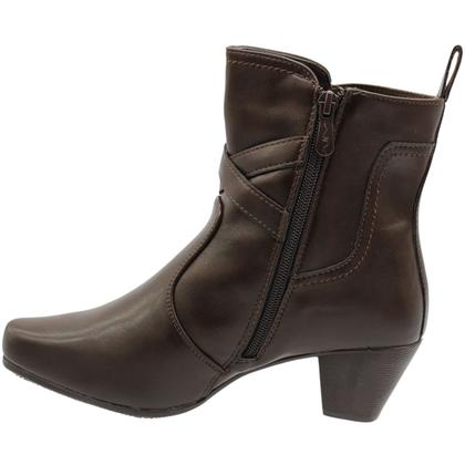 Imagem de Bota Cano Curto Mooncity Salto Geométrico Tiras Feminina