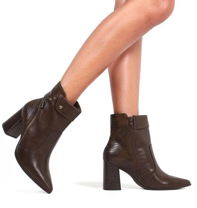 Imagem de Bota Cano Curto Ramarim Bico Fino Salto Bloco 2558131