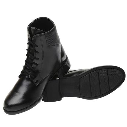 Imagem de Bota Cano Curto Yoyo Store com Textura Salto Quadrado Baixo e Cadarço