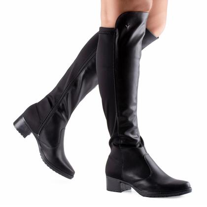 Imagem de Bota Cano Longo Mississipi Feminina Preta Salto Baixo ME123