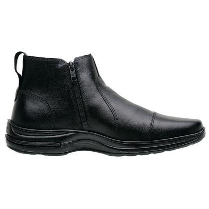 Imagem de Bota Casual Masculina Botina Couro Tradicional Zíper Preta