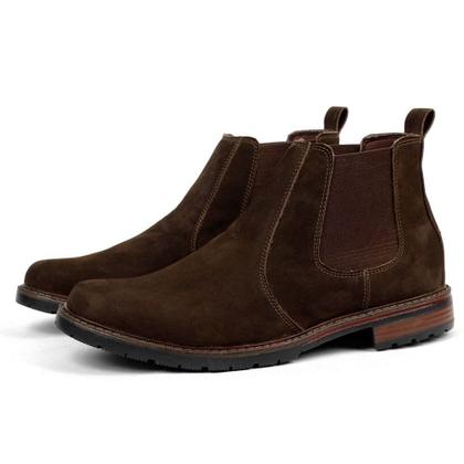 Imagem de Bota Chelsea Elástico Bico Redondo Couro Legítimo Graxo Worldstock - 001 - Café