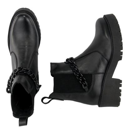 Imagem de Bota Chelsea Feminina Couro Legitimo Cano Curto Sola Tratorada Elástico Preto Café