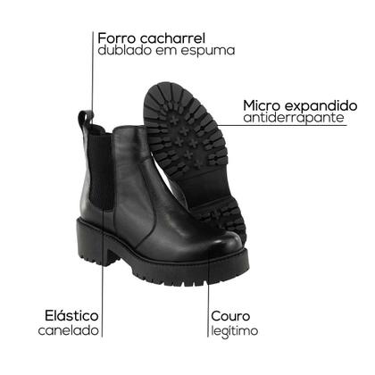 Imagem de Bota Chelsea Feminina Sola Tratorada Cano Curto Elástico
