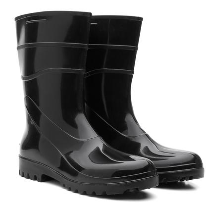 Imagem de Bota Chuva Motoqueiro Motociclista Jardinagem Impermeável Cano Médio Pvc Preta Bracol 