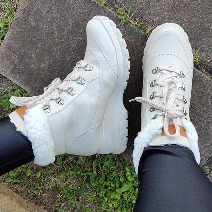 Imagem de Bota Com lã El Quique Off White Forrada com Lã