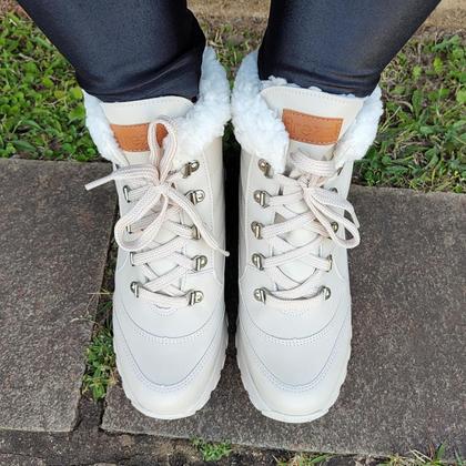 Imagem de Bota Com lã El Quique Off White Forrada com Lã