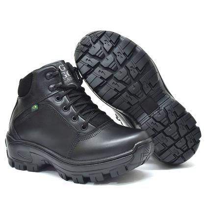 Imagem de Bota Coturno 100 Couro com C .A PVC Ref 01 PRETO