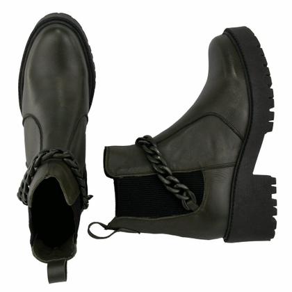 Imagem de Bota Coturno Amanda Block de Couro Tratorada Elasticos Laterais com Corrente