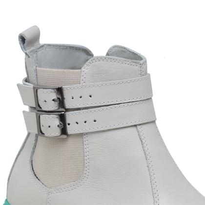 Imagem de Bota Coturno Cano Curto em Couro Amanda Block Zíper Lateral e Detalhe em Fivela