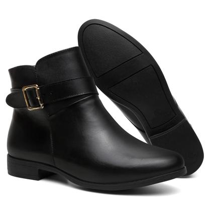 Imagem de Bota Coturno Cano Curto em Couro Legitimo Feminino Conforto Country