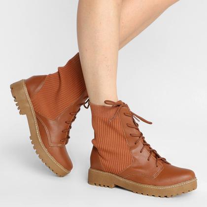 Imagem de Bota Coturno Cano Curto Look Fashion Knit Feminina