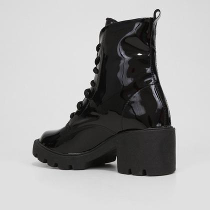 Imagem de Bota Coturno Cano Curto Look Fashion Verniz Tratorada Feminina