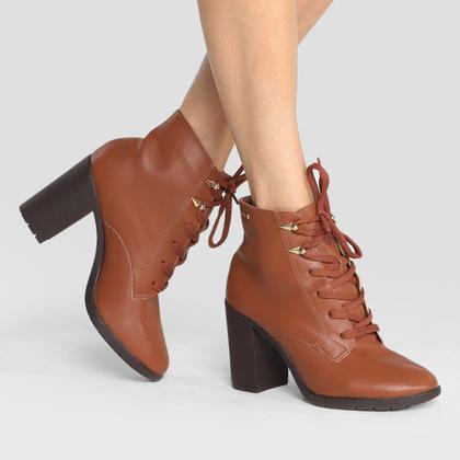Imagem de Bota Coturno Cano Curto Via Uno Salto Bloco Tratorado Feminina