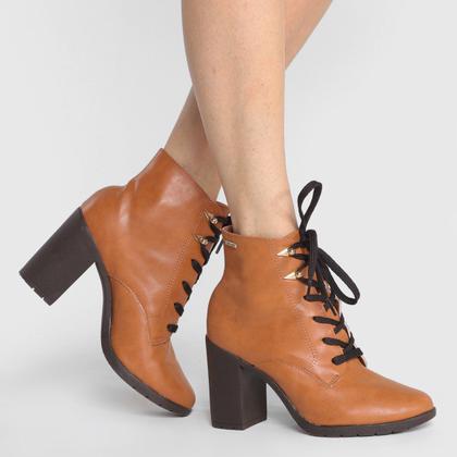 Imagem de Bota Coturno Cano Curto Via Uno Salto Bloco Tratorado Feminina