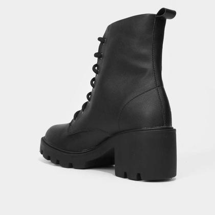 Imagem de Bota Coturno Cano Medio Look Fashion Salto Médio Tratorado Feminina