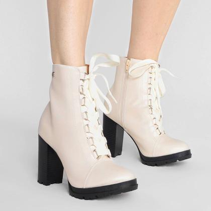 Imagem de Bota Coturno Cano Médio Via Uno Salto Grosso Tratorada Feminina