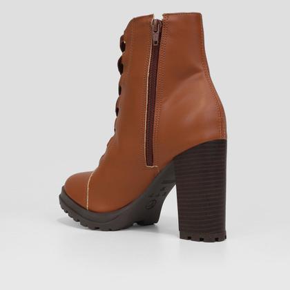 Imagem de Bota Coturno Cano Médio Via Uno Salto Grosso Tratorada Feminina