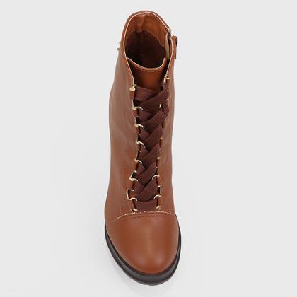 Imagem de Bota Coturno Cano Médio Via Uno Salto Grosso Tratorada Feminina