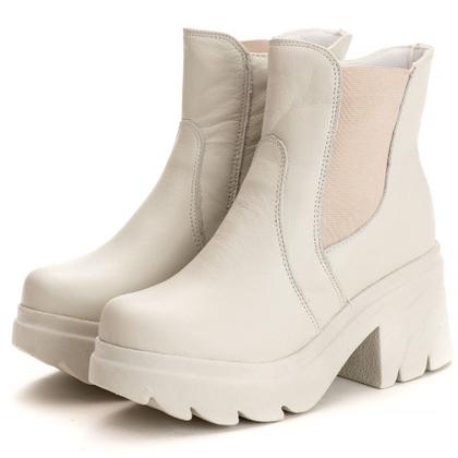 Imagem de Bota Coturno Casual Couro Feminino Estilo Elástico Moda Resistente Confortável Sola Tratorada