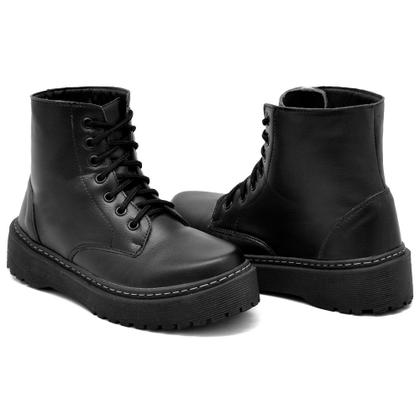 Imagem de Bota Coturno Casual Feminina com Cadarço e Sola Costurada em Borracha