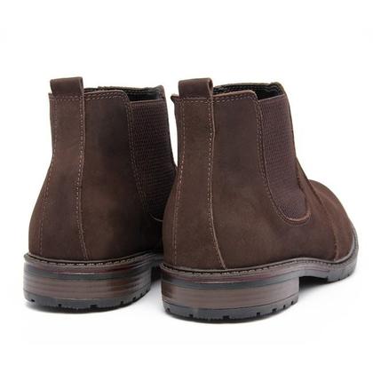 Imagem de Bota Coturno Chelsea Café Masculina Elastico Confortável