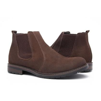 Imagem de Bota Coturno Chelsea Café Masculina Elastico Confortável