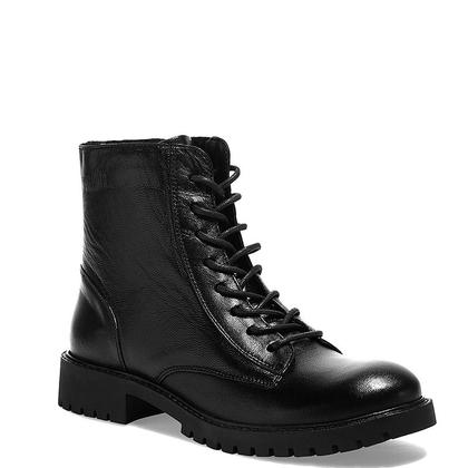 Imagem de Bota Coturno Couro Preto Tratorada Cadarço