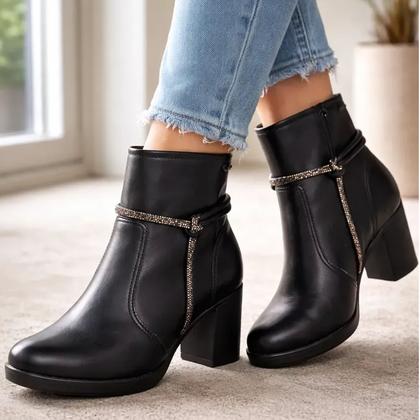 Imagem de Bota Coturno Dakota Ankle Boot Salto Alto Grosso D2191 Preto