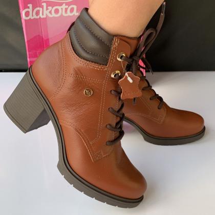 Imagem de Bota Coturno Dakota Couro Salto Bloco Cano Curto D0461