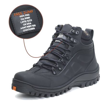 Imagem de Bota Coturno de Segurança em Couro com CA Palmilha em Gel Free Jump 1901