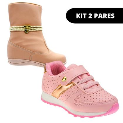 Imagem de Bota Coturno e Tênis Feminino Infantil - KIT 2 PARES Tam 20 ao 34