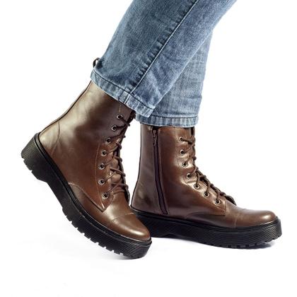 Imagem de Bota Coturno Estilosa Haldrys Com Zíper e Cadarço Ótima Durabilidade