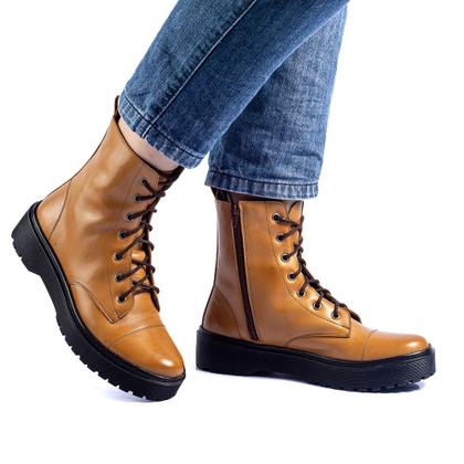 Imagem de Bota Coturno Estilosa Haldrys Com Zíper e Cadarço Ótima Durabilidade