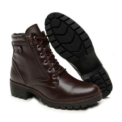 Imagem de Bota Coturno Feminina Br2 C/ Zíper Lateral Confortável Cafe