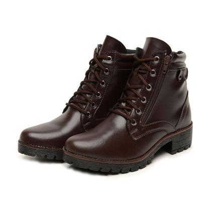Imagem de Bota Coturno Feminina Br2 C/ Zíper Lateral Confortável Cafe