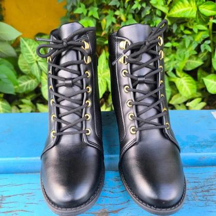 Imagem de Bota Coturno Feminina Cano Curto Cadarço Ultraconfort Modare