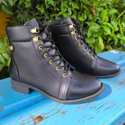Imagem de Bota Coturno Feminina Cano Curto Cadarço Ultraconfort Modare