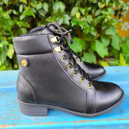 Imagem de Bota Coturno Feminina Cano Curto Cadarço Ultraconfort Modare