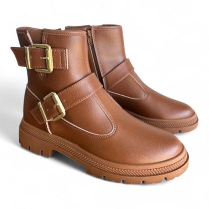 Imagem de Bota Coturno Feminina Cano Curto Fivela Decorativa Moleca