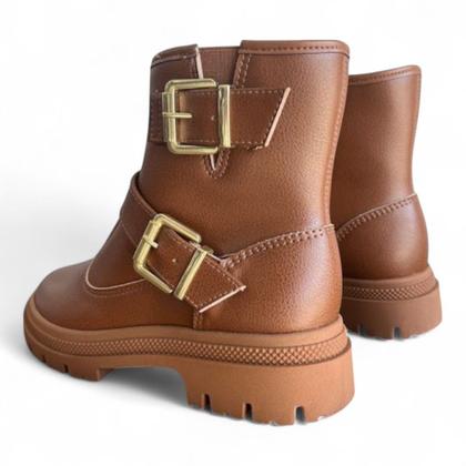 Imagem de Bota Coturno Feminina Cano Curto Fivela Decorativa Moleca