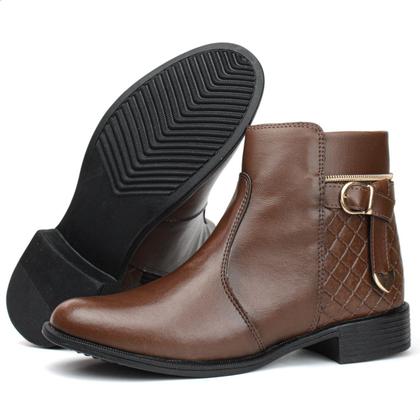 Imagem de Bota Coturno Feminina Montaria Confortável Com Zíper Leve